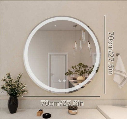 Smart Anti-fog LED Bathroom Mirror With Circular Dual Lights And 3-color Temperature Memory Dimming